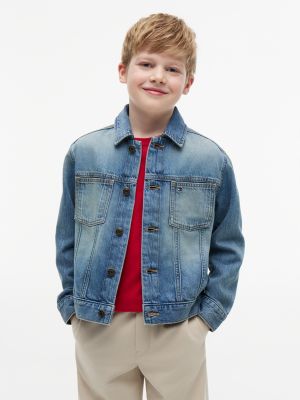 Kids' Hilfiger Flag Denim Jacket, Med Wash