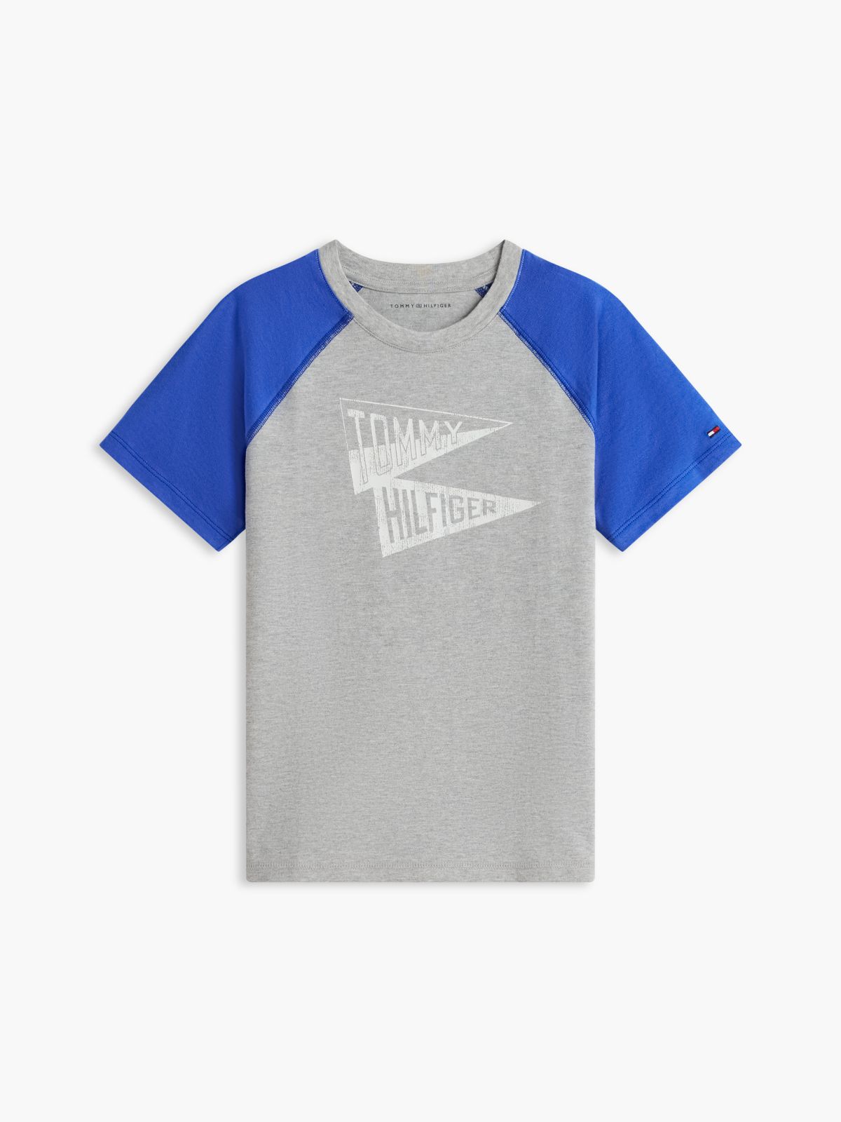 Kids' Pennant Logo Raglan T-Shirt — Light Grey Heather