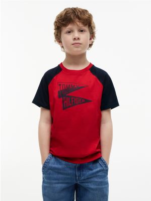 Kids' Pennant Logo Raglan T-Shirt, Primary Red