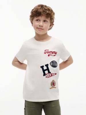 Kids' Mixed Varsity Badge T-Shirt, Ivory Petal