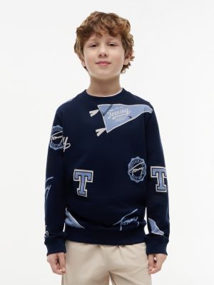 Kids' Allover Tommy Logo Sweatshirt, Dark Night Navy