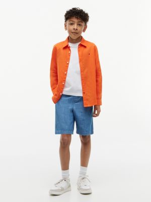 Детские рубашки Tommy Hilfiger Kids' Linen-Cotton Blend Shirt — фото 2