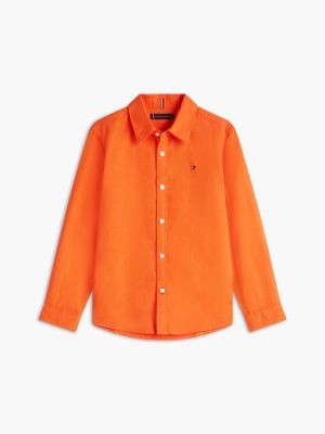 Детские рубашки Tommy Hilfiger Kids' Linen-Cotton Blend Shirt — фото 5