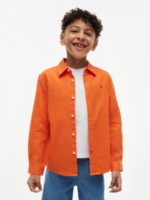 Детские рубашки Tommy Hilfiger Kids' Linen-Cotton Blend Shirt