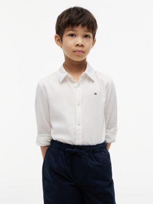 Kids' Linen-Cotton Blend Shirt, Optic White