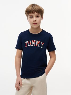 Kids' Floral Tommy Logo T-Shirt, Carbon Navy