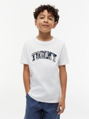 Kids' Floral Tommy Logo T-Shirt, Optic White