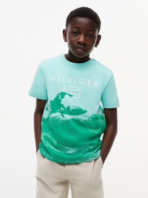Kids' Surf Logo T-Shirt, Miami Aqua