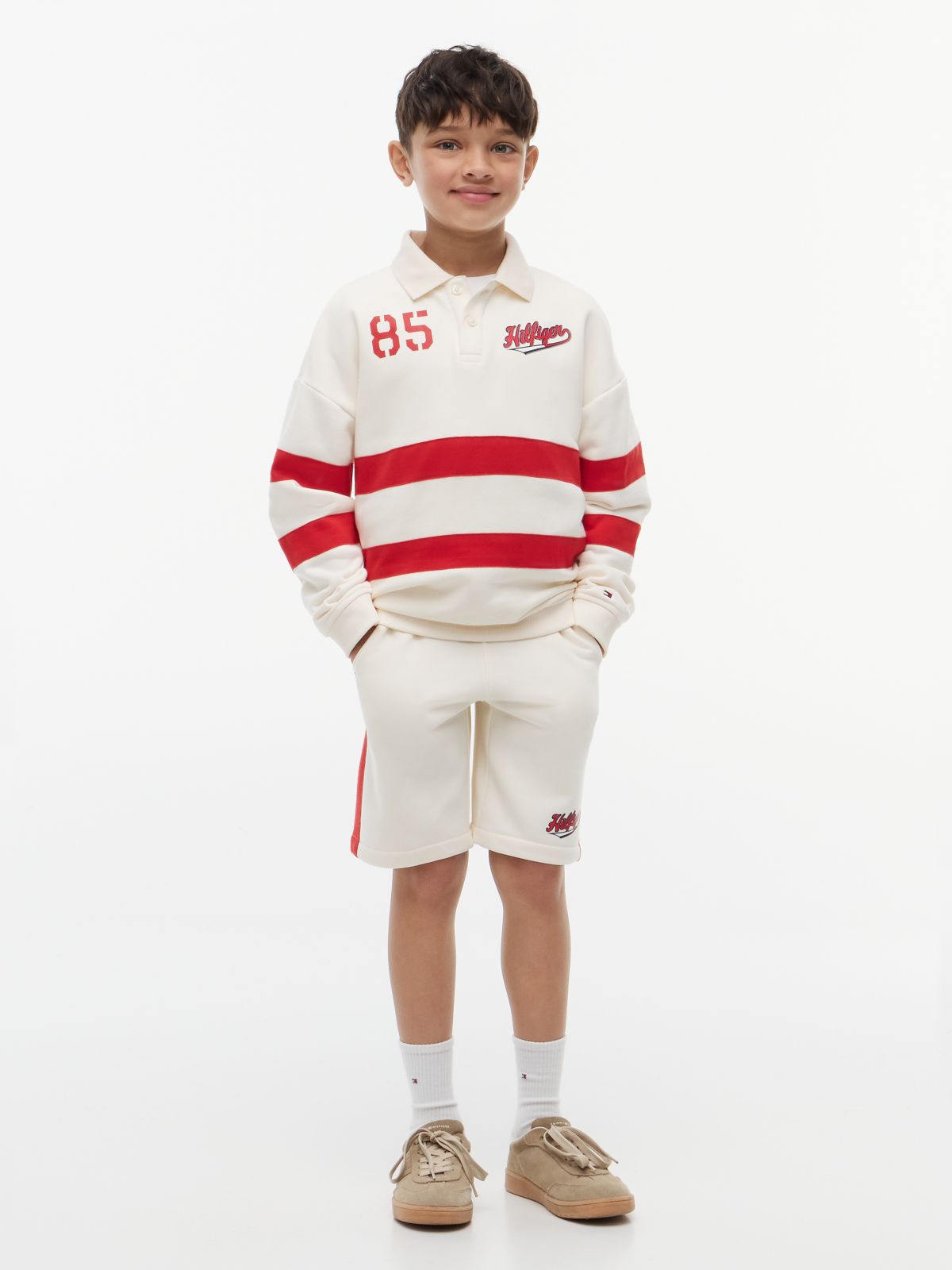 Kids' Hilfiger Colorblock Sweatshort — Deep Crimson