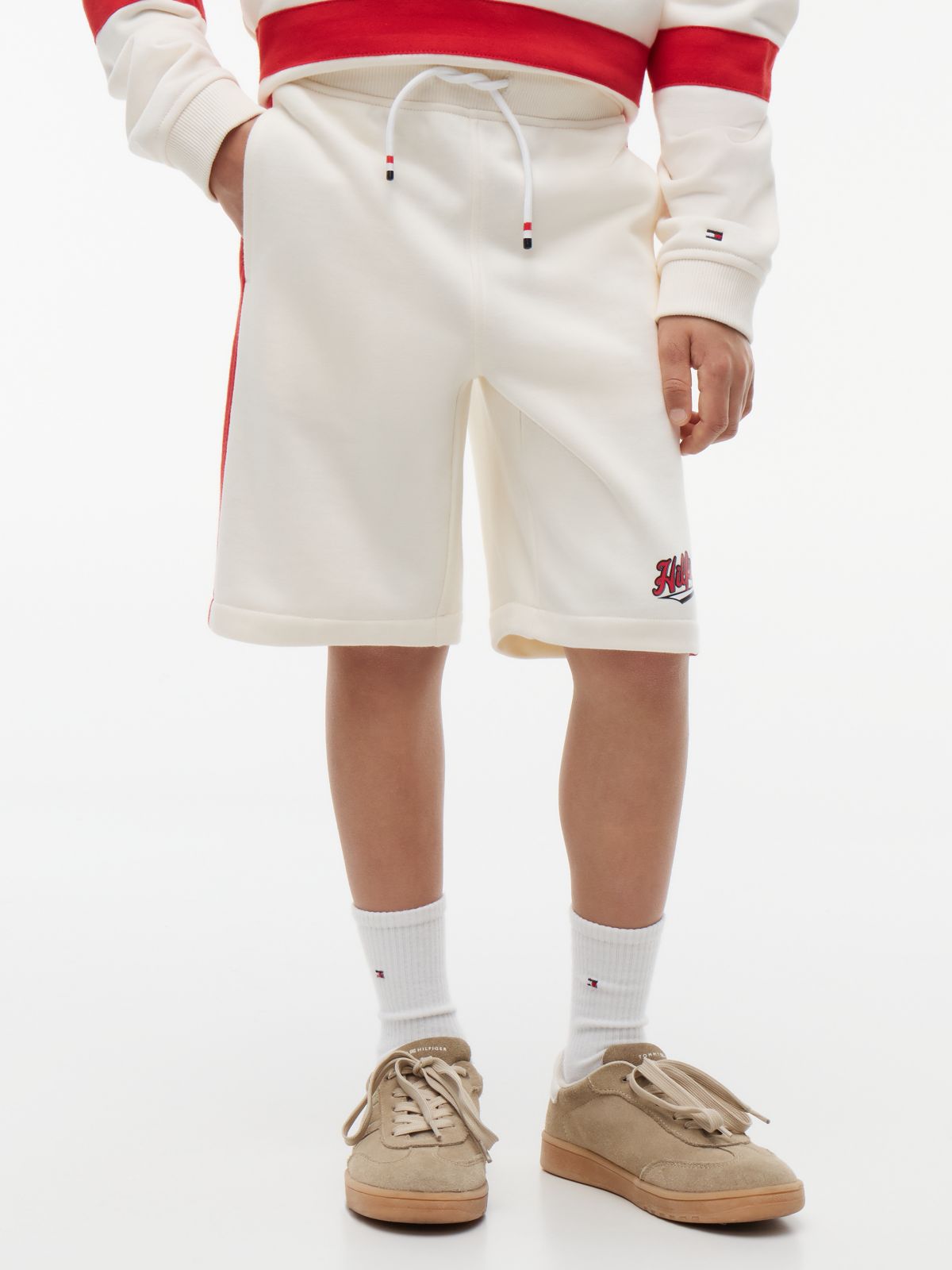Kids' Hilfiger Colorblock Sweatshort — Deep Crimson