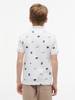 Детские свитеры Tommy Hilfiger Kids' Allover Mixed Logo Stretch Polo — фото 4