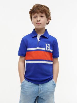 Kids' H Logo Colorblock Stretch Polo, Noble Blue