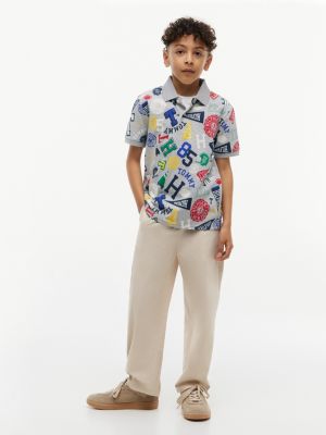 Детские топы Tommy Hilfiger Kids' Allover Mixed Varsity Stretch Polo — фото 2