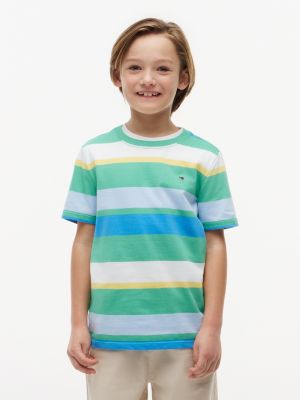 Kids' Multicolor Stripe T-Shirt, Aloha Green