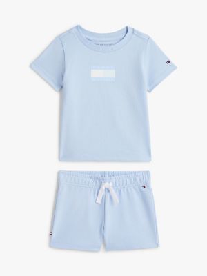Babies' Flag Logo T-Shirt & Short Set, Sweet Blue