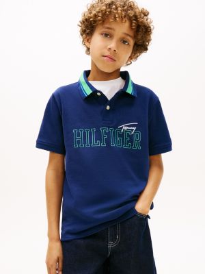 Kids' Hilfiger Logo Stretch Polo, Preppy Navy