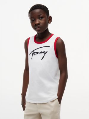 Kids' Script Tommy Logo Tank Top, Optic White