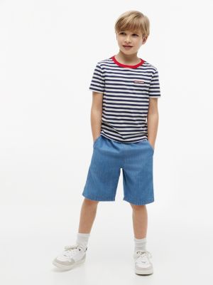 Детские футболки Tommy Hilfiger Kids' Hilfiger Logo Striped T-Shirt — фото 2