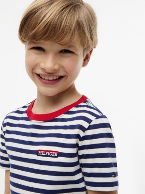 Детские футболки Tommy Hilfiger Kids' Hilfiger Logo Striped T-Shirt — фото 3