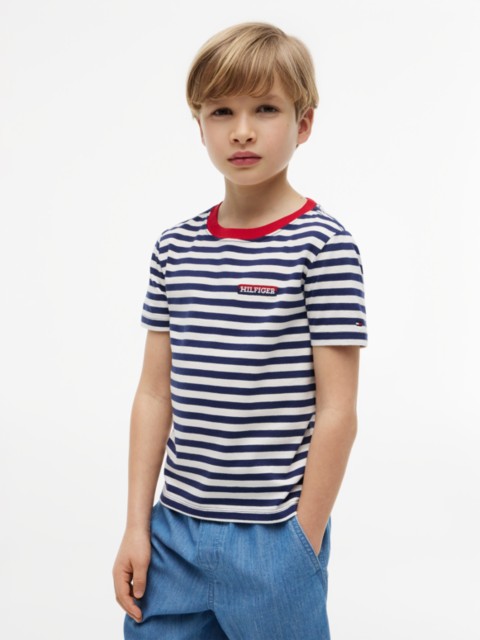 Детские футболки Tommy Hilfiger Kids' Hilfiger Logo Striped T-Shirt