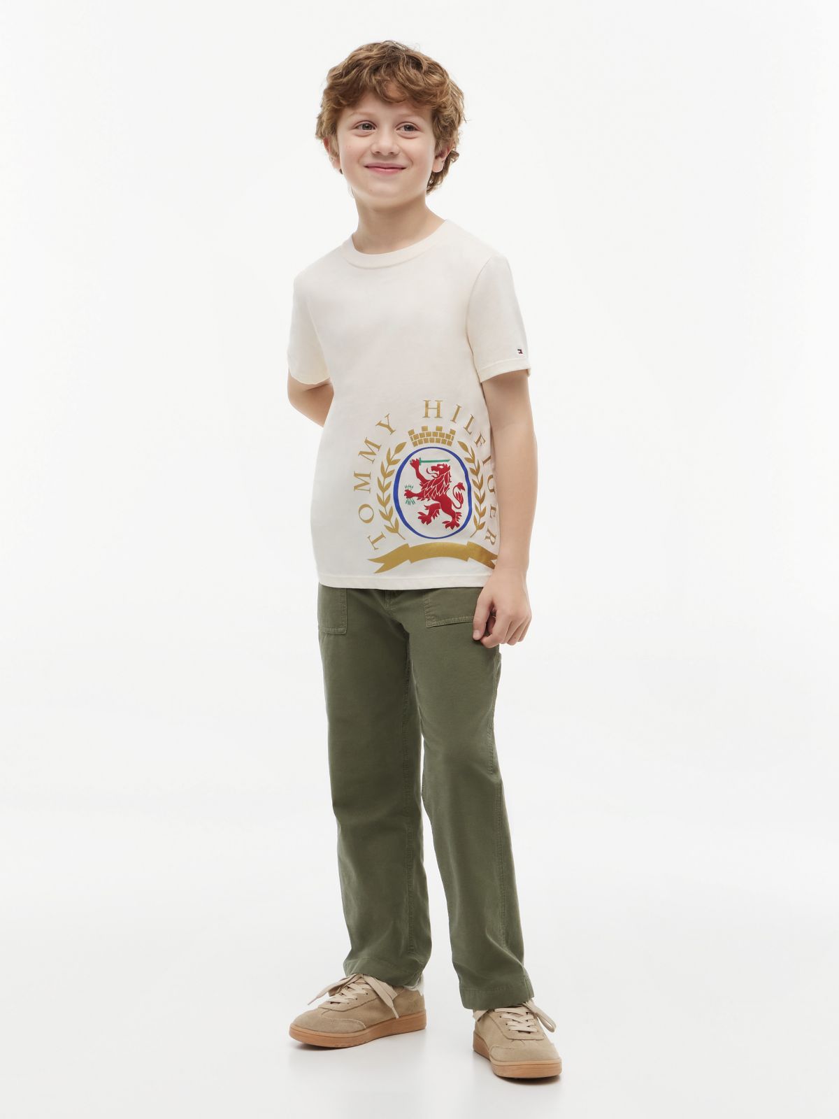Kids' Crest Logo T-Shirt — Ivory Petal
