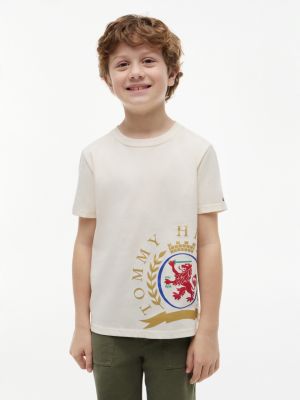 Kids' Crest Logo T-Shirt, Ivory Petal