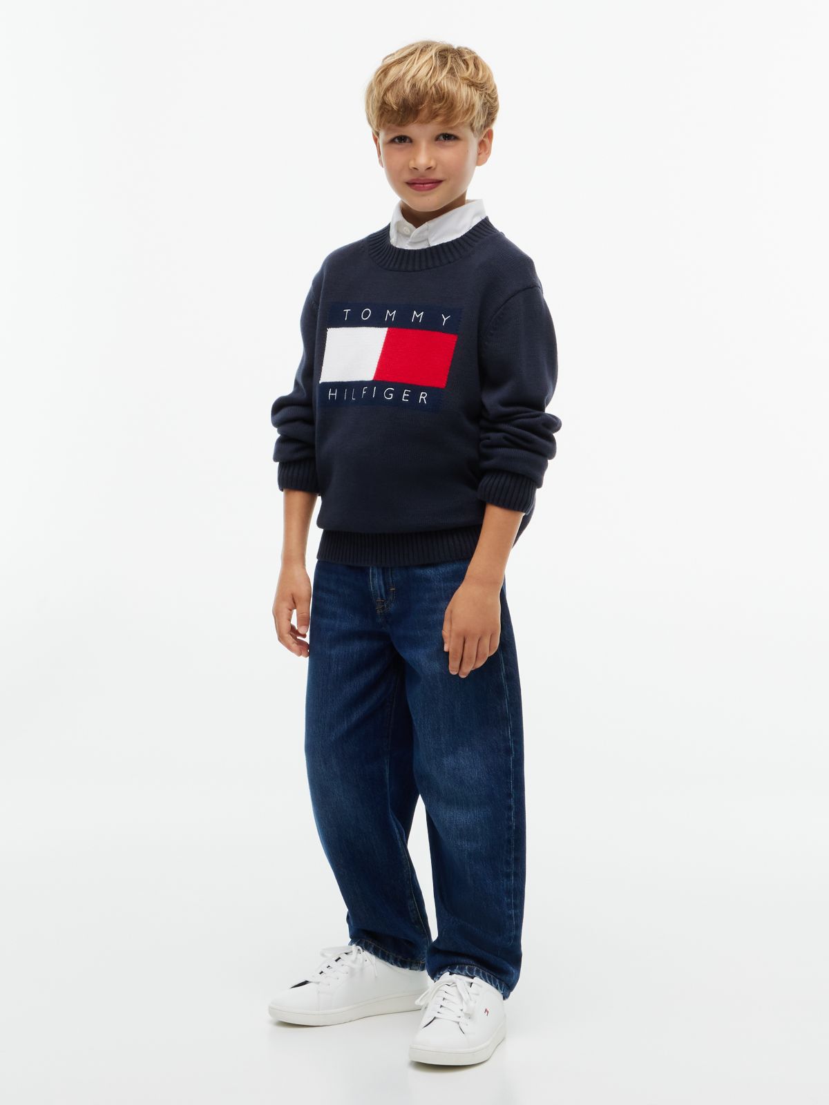Kids' Flag Logo Sweater — Navy Blue