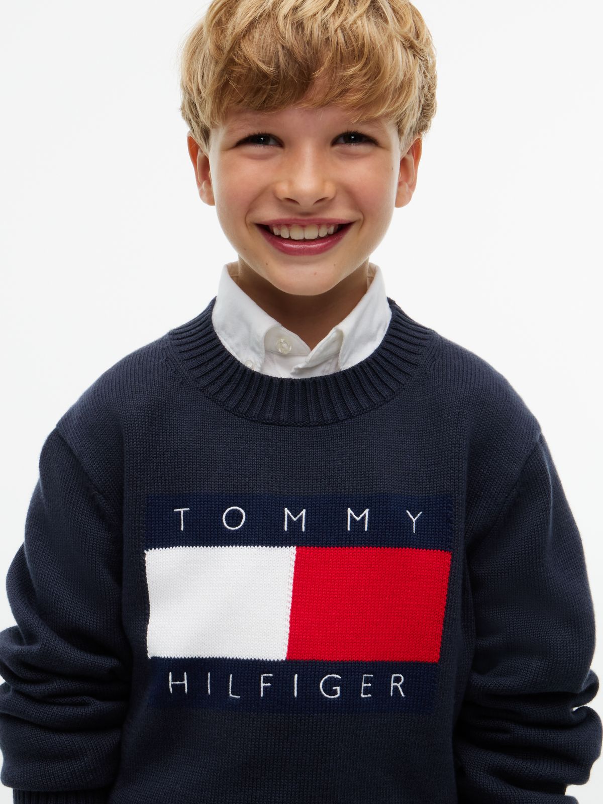 Kids' Flag Logo Sweater — Navy Blue