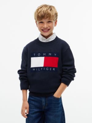 Kids' Flag Logo Sweater, Navy Blue