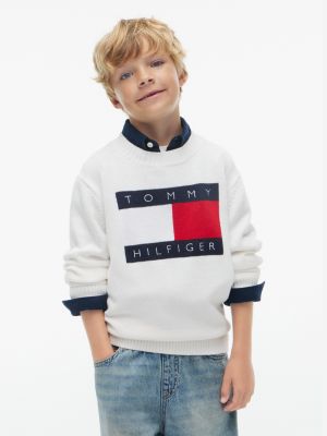 Kids' Flag Logo Sweater, Ecru