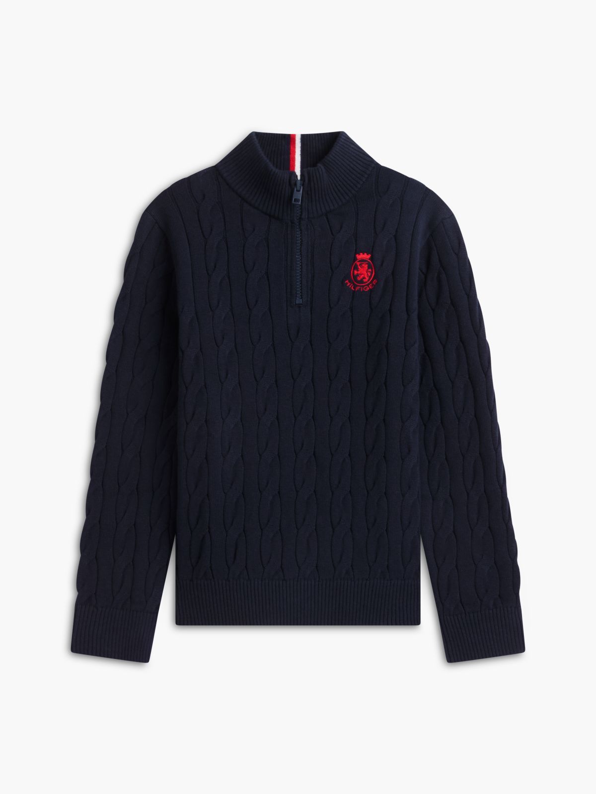 Kids' Cable Knit Quarter-Zip Sweater — Navy Blue