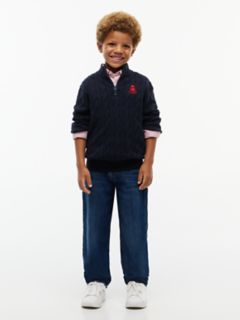 Kids' Cable Knit Quarter-Zip Sweater — Navy Blue 2