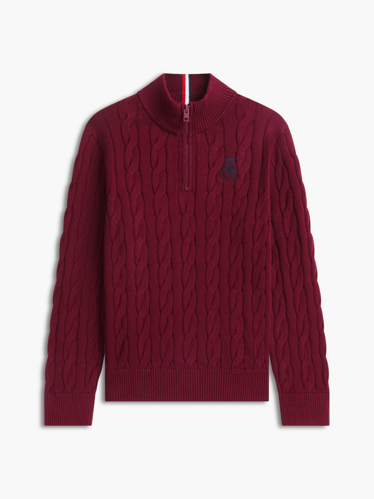 Kids' Cable Knit Quarter-Zip Sweater — Burgundy