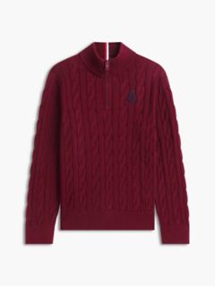 Kids' Cable Knit Quarter-Zip Sweater — Burgundy 5