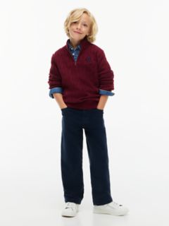 Kids' Cable Knit Quarter-Zip Sweater — Burgundy 2