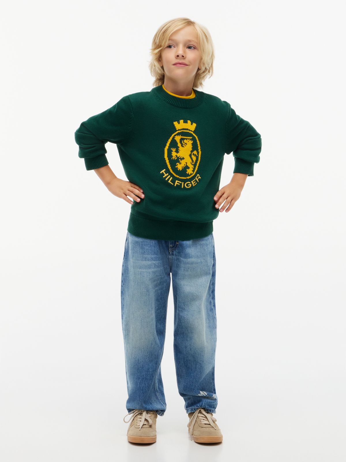 Kids' Crest Logo Sweater — Ornamental Green