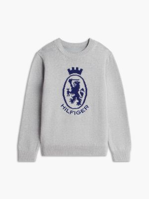 Детский свитер Tommy Hilfiger Crest Logo, цвет: Серый — фото 5