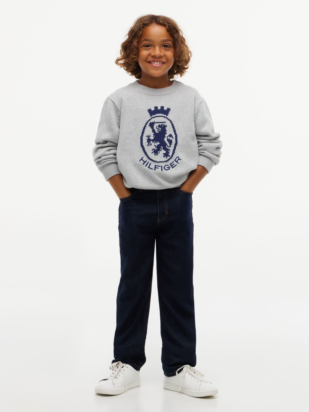 Kids' Crest Logo Sweater — Grey