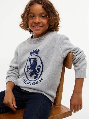 Детский свитер Tommy Hilfiger Crest Logo, цвет: Серый — фото 3