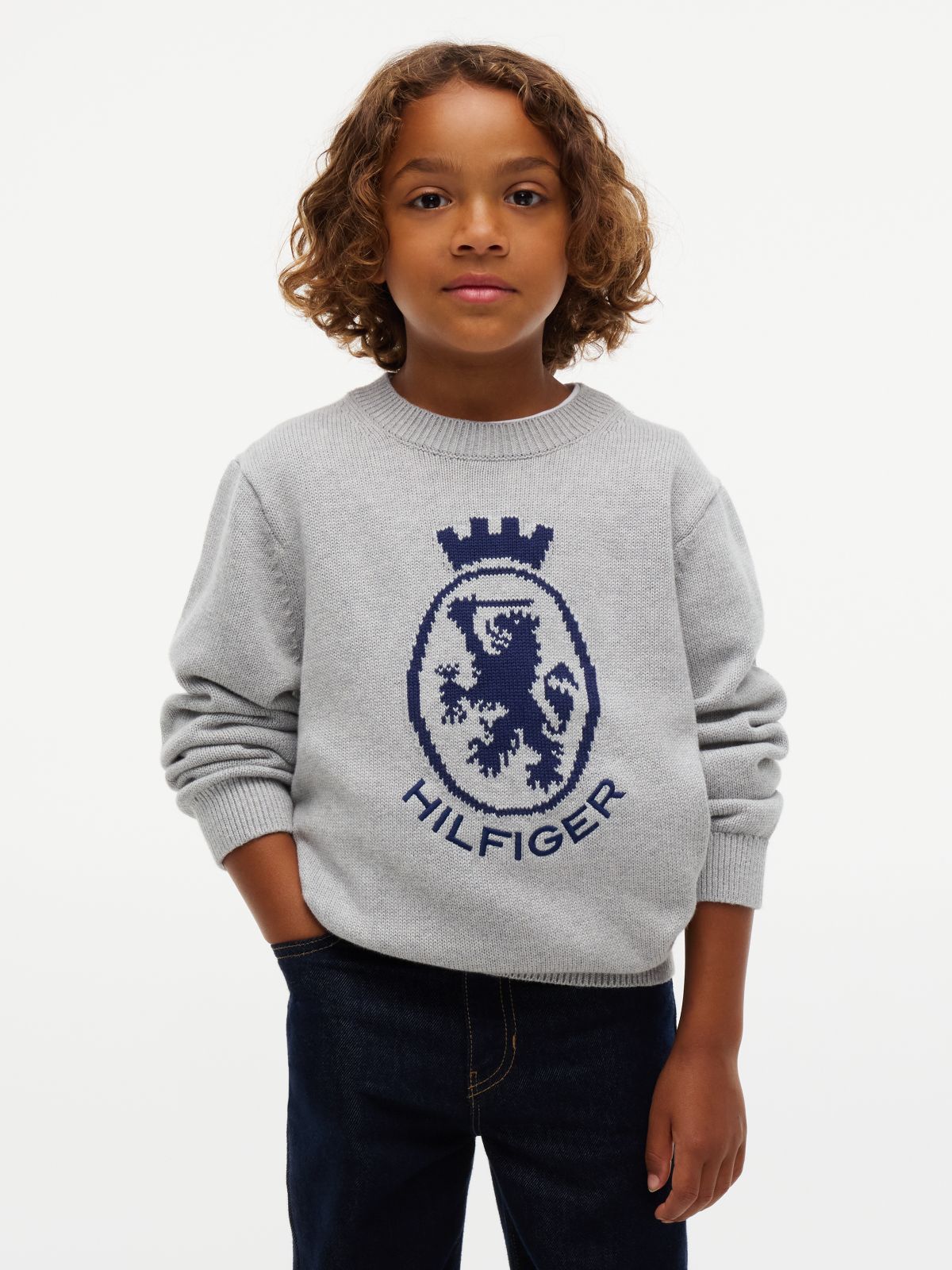Kids' Crest Logo Sweater — Grey