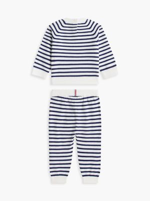 Комплект Tommy Hilfiger Striped Knit Sweater & Pant Set для малышей, цвет: Белый — фото 2