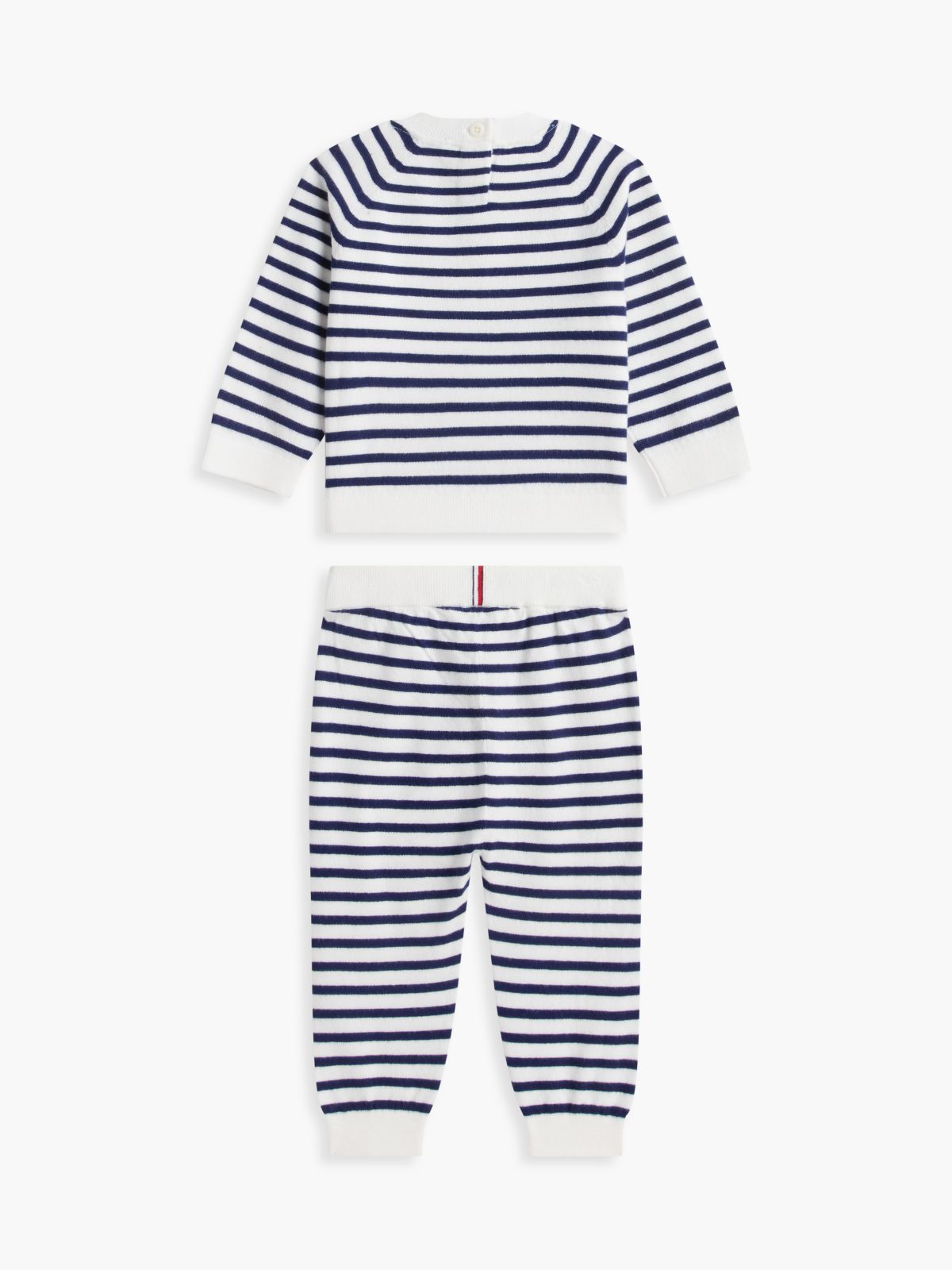 Babies' Striped Knit Sweater & Pant Set — White