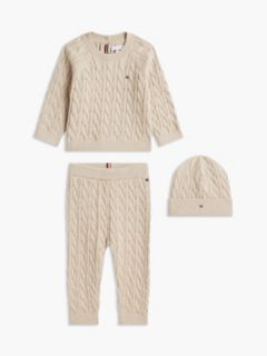 Babies' Sweater & Pant with Beanie Set — Dark Beige 1