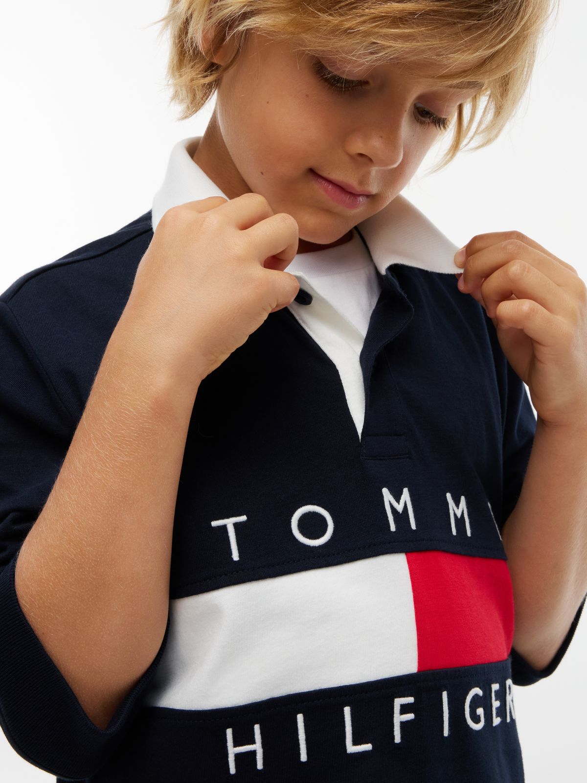 Kids' Hilfiger Flag Rugby Polo — Navy Blue