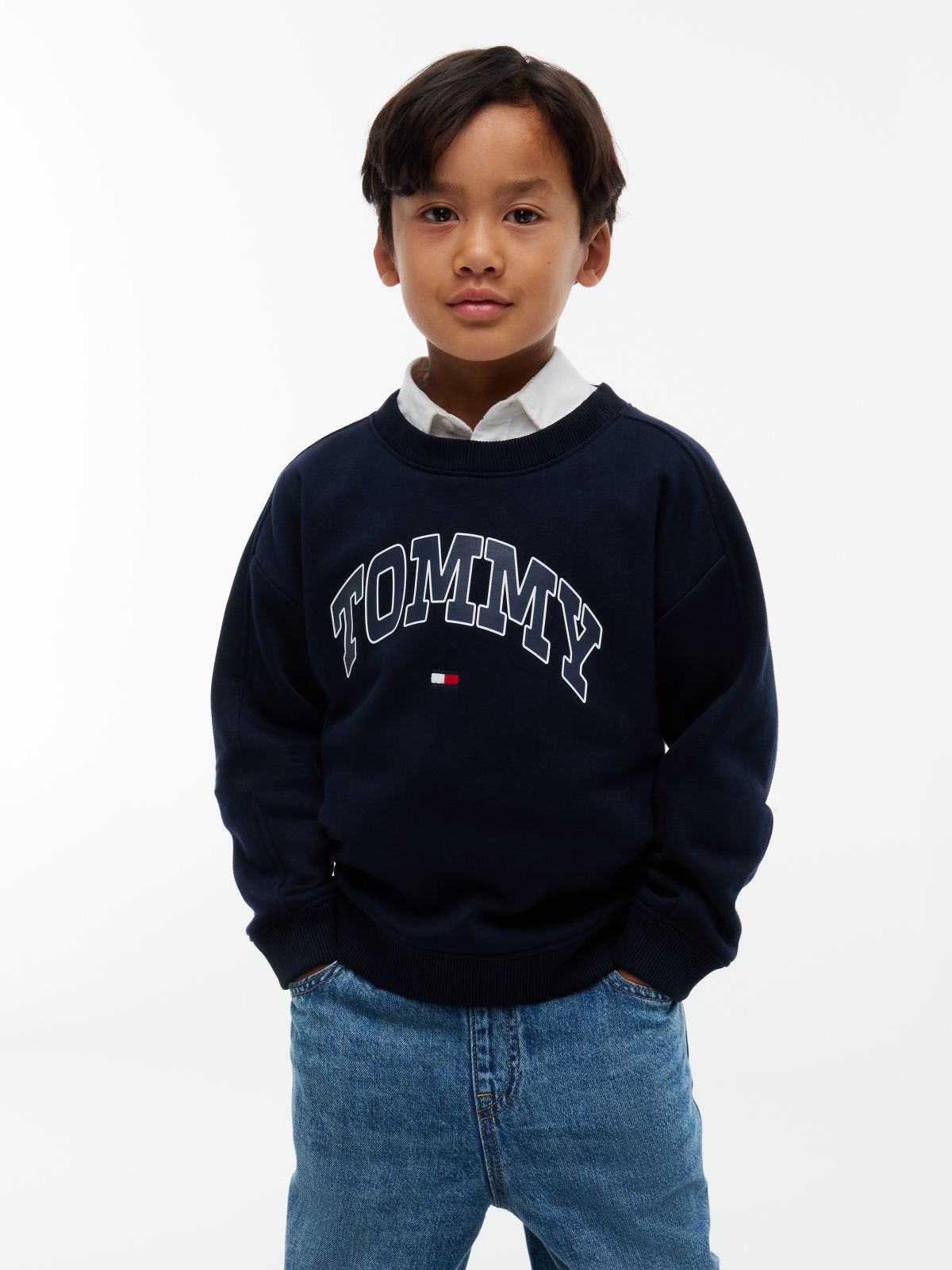 Kids' Varsity Tommy Logo Sweatshirt — Navy Blue