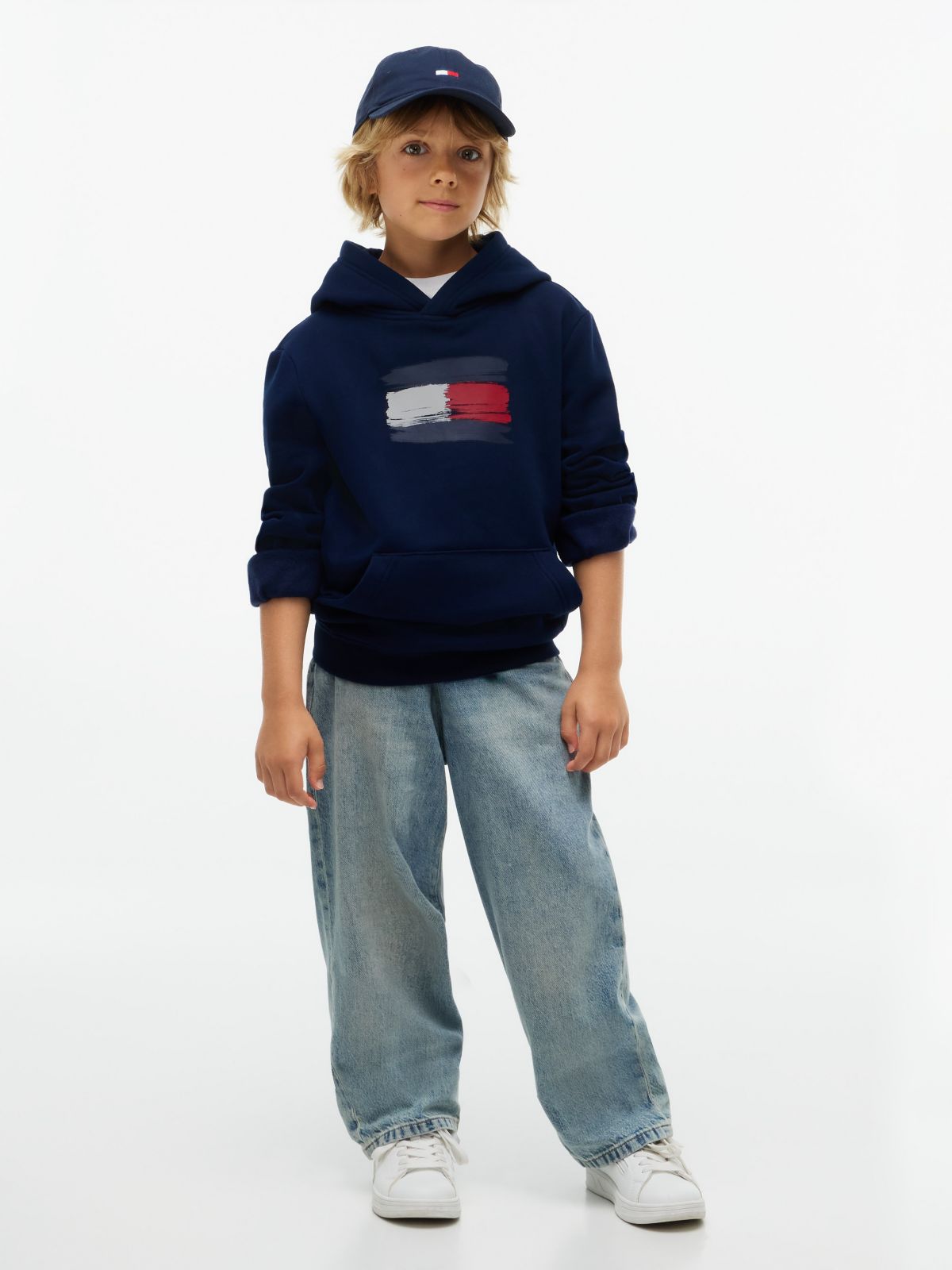 Kids' Paintbrush Flag Hoodie — Carbon Navy