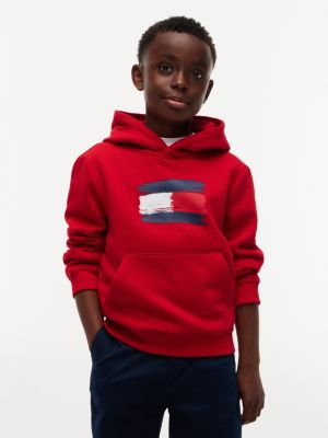 Kids' Paintbrush Flag Hoodie, Red