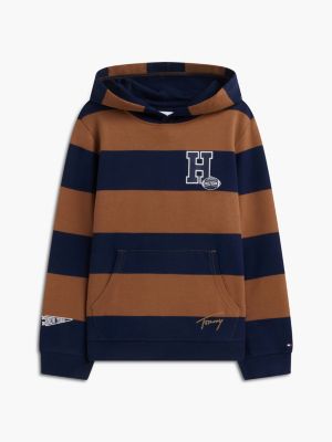 Детское худи Tommy Hilfiger Football Logo Rugby Stripe, цвет: Пекан — фото 5