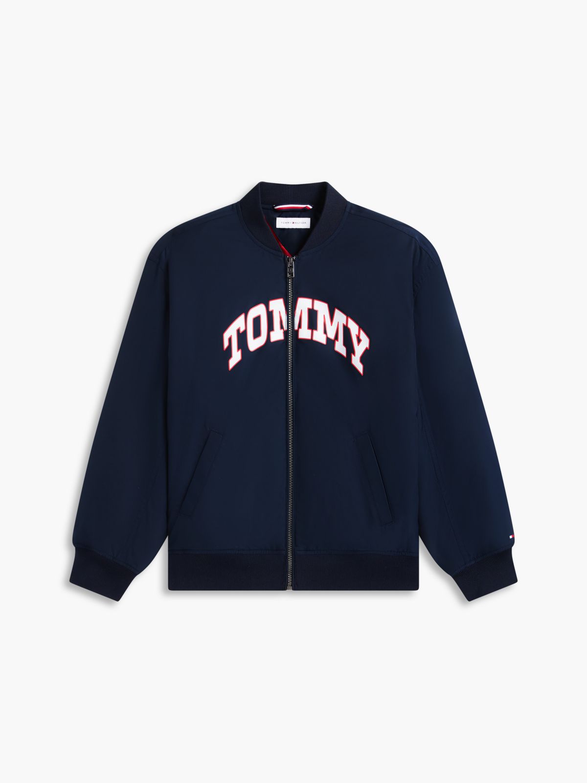 Kids' Water-Resistant Varsity Bomber — Navy Blue