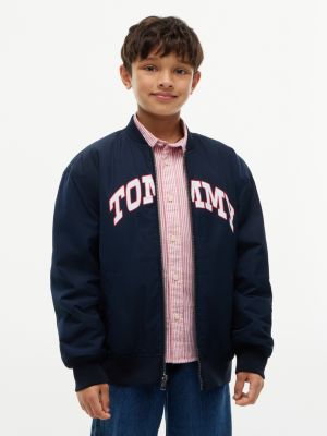 Kids' Water-Resistant Varsity Bomber, Navy Blue